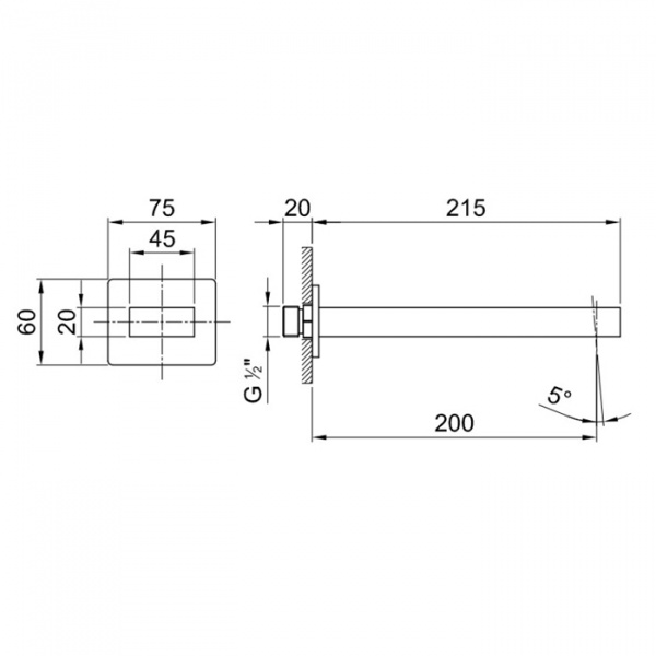 Fantini Mint Излив для ванны, настенный, цвет: нержавеющая сталь