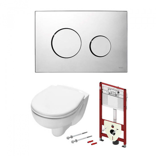 TECE TECEbase Система инсталляции для унитазов 5 в 1, с унитазом и кнопкой смыва, цвет: хром