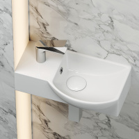 Умывальник подвесной прямоугольный  с крепежом (чаша справа, отверстие под смеситель слева) Element 400*220*120мм Ceramica Nova белый 