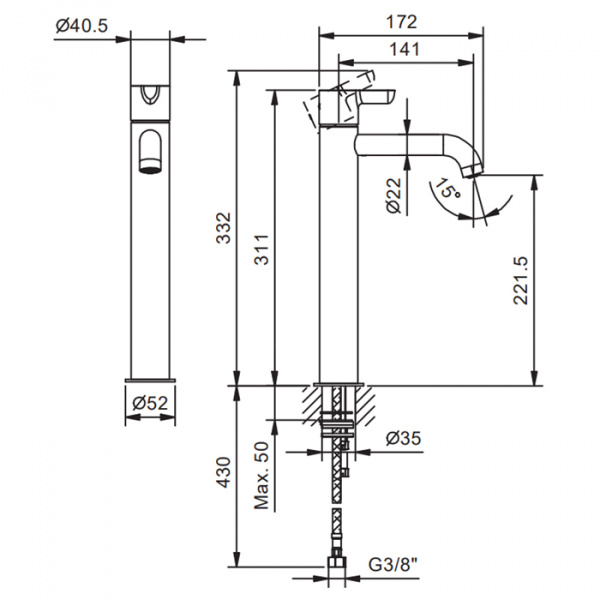 Fantini Icona Classic Смеситель для раковины, 1 отверстие, цвет: хром