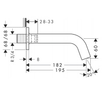 Axor Citterio M Излив для ванны, 182мм, настенный, ¾’, цвет: хром