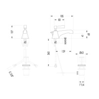 Devon&Devon Vip Time Смеситель для раковины, цвет: хром/черный хрусталь