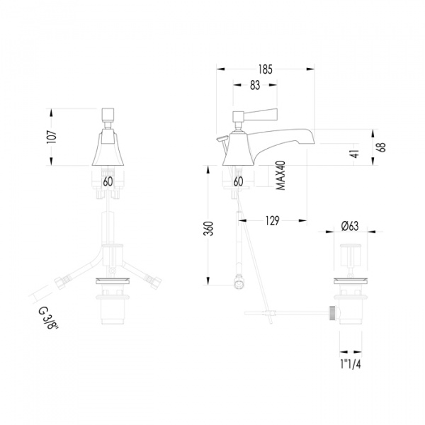 Devon&Devon Vip Time Смеситель для раковины, цвет: золото/белый хрусталь
