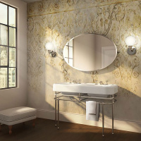 Devon&Devon Crystal Memphis Консоль 123.8х55.7см, с двойной раковиной на 3 отв, плексигласс, цвет: глянцевый никель/плексигласс/белый