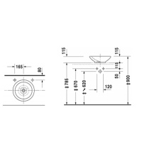 Duravit Bagnella Раковина 40 см, без отв., накладная, без перелива, цвет: белый