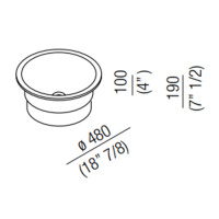 Agape In-Out Раковина 48x19 см, без отв., круглая, цвет: белый