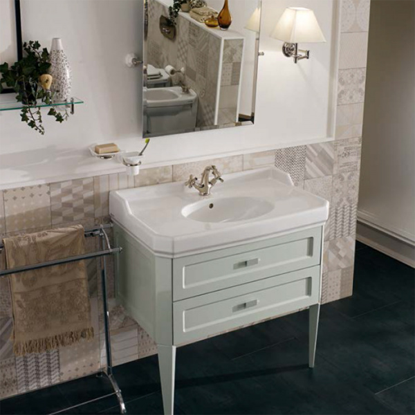 Sbordoni Комплект мебели Romana наполный 90 см, с раковиной керам., цвет белый, c 1 отв. под смес., ручки хром, цвет: Perla