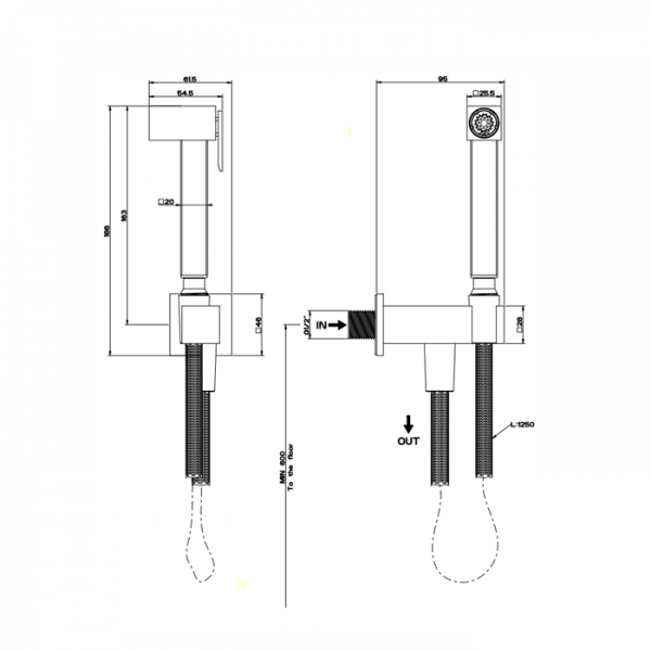 Gessi Rettangolo Гигиенический душ настенный, цвет: хром