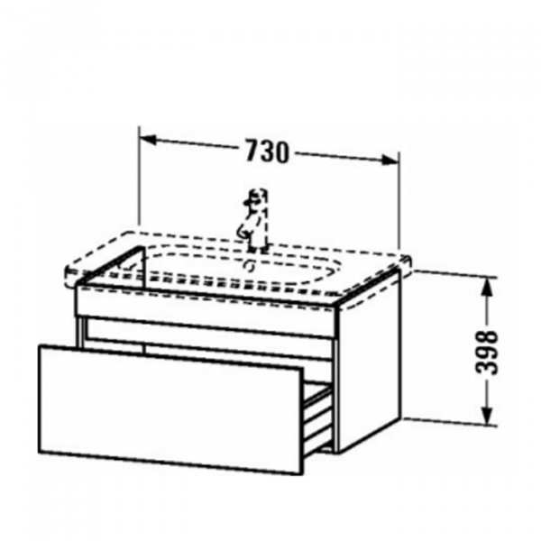 Duravit DuraStyle Комплект мебели: 800х455 умывальник 232080+подвесная тумбочка DS6381, 1 выдв ящик, вкл сифон. цвет: белый глянец
