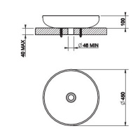 Gessi Goccia Раковина 45х10 см, без отв., накладная, цвет: белый