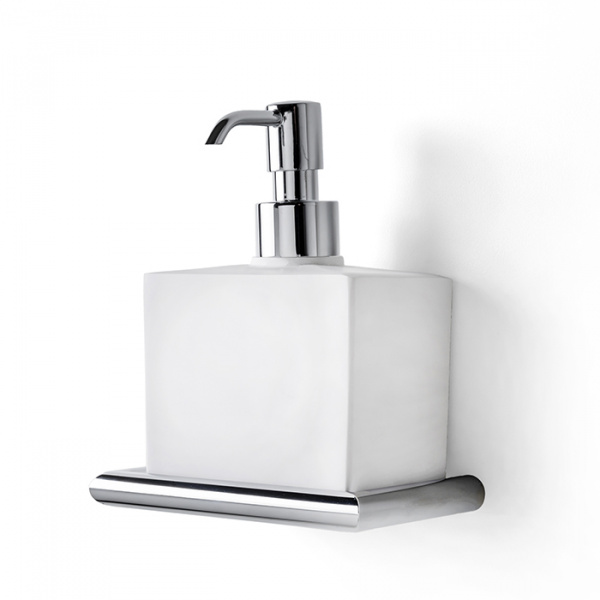 3SC Guy Дозатор для жидкого мыла, подвесной, композит Solid Surface, цвет: белый матовый/хром матовый