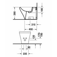 Duravit Me by Starck Биде напольное приставное 37х60 см, с 1 отв. под смеситель, с креплением, цвет: белый