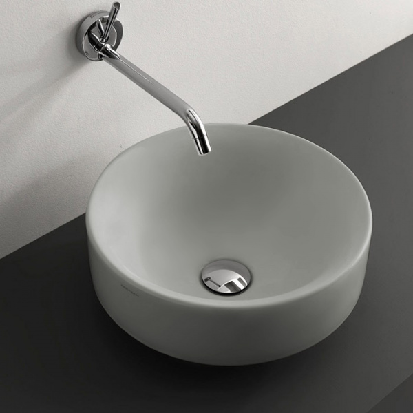 Kerasan Cento Раковина 45 см, без отв., круглая, без перелива, накладная/встраиваемая, цвет: Grigio matt