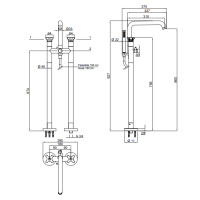 Antonio Lupi Timbro Смеситель для ванны, напольный, на 2 отв., излив: 375мм, цвет: хром
