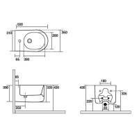 Kerasan Nolita Биде подвесное с 1 отв. под смеситель 55х35 см, с креплениями WB9N., цвет: Borgogna matt