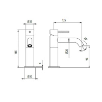 Bossini Inox Однорычажный Смеситель для раковины на 1 отв., из нержавеющей стали без донного клапана, цвет: глянцевая сталь