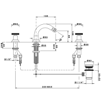 Nicolazzi Arena Смеситель для биде на 3 отвертсвия, излив: 135 мм, цвет: хром