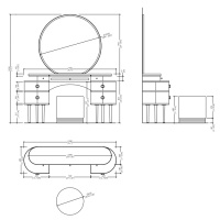 Devon&Devon Zelda Комплект мебели 155х45х183 см, мрамор cremo-extra, пуф, цвет: розовый/латунь