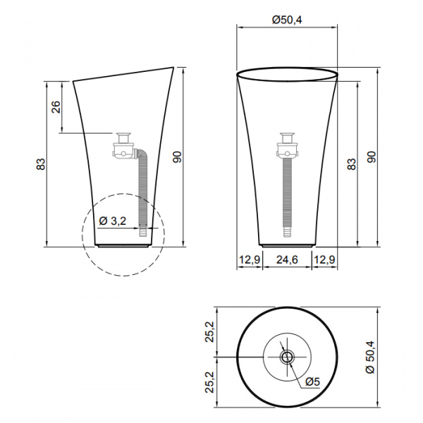 Antonio Lupi Tuba Раковина 50.4х50.4 см, без отв., цвет: белый
