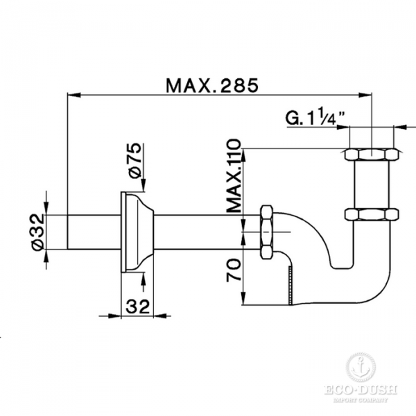 CISAL Сифон для раковины 1&quot1/4 , цвет: золото