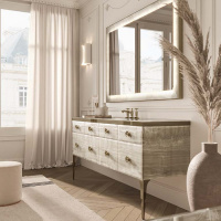 VITAGE milldue edition MAJESTIC 10 Комплект мебели 180х55х82см напольный, раковина, зеркало, с подсветкой, отделка: стекло alabastro gold, фурнитура: бронза