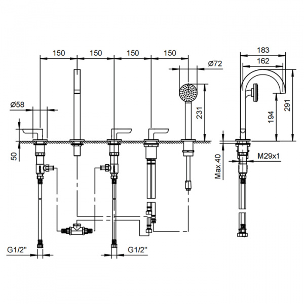 Fantini Icona Deco Смеситель на борт ванны, цвет: хром