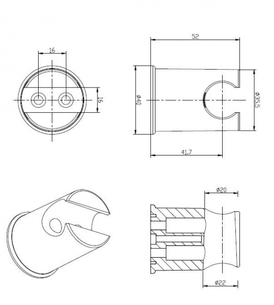 Держатель для душа Cezares CZR-SOC4-01 Хром