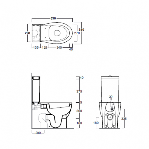 Simas Lft Spazio унитаз моноблок 63х35см, слив универсальный, с бачком с механизмом, цвет: белый, сиденье на выбор