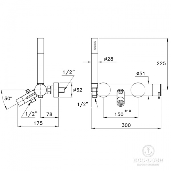 Stella Lucilla Смеситель для ванны 3267/306 с ручным душем, цвет: хром