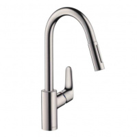 Hansgrohe Focus, Смеситель для кухни, с выдвижным душем, Цвет: сталь