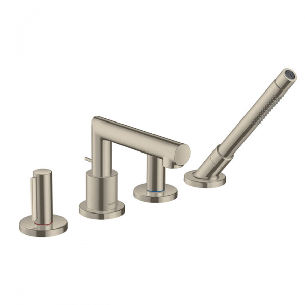 Axor Uno Смеситель на борт ванны, на 4 отв.,с ручным душем, внешняя часть, цвет: шлифованный никель