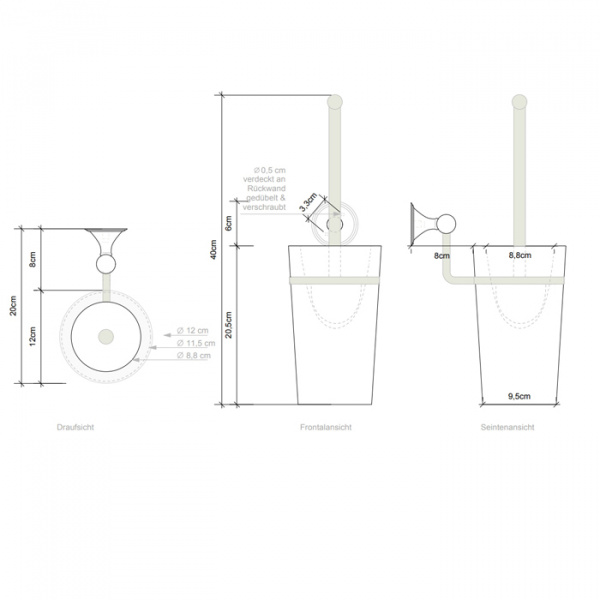 Decor Walther Classic WBG Туалетный ершик, подвесной, фарфор, цена: хром