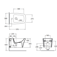Azzurra Hera Биде подвесное 57х38х36,5 см,   с 1 отв под смеситель, с крепежами, цвет: белый