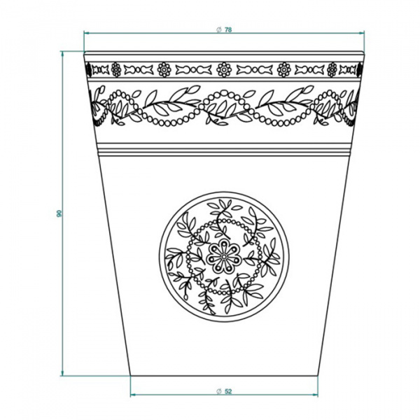 THG Marquise noir décor Or Стакан керамический, настольный, декор черный/золото, цвет: белый