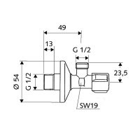 TECE Schell Comfort Угловой вентиль 1/2"х1/2", цвет: хром