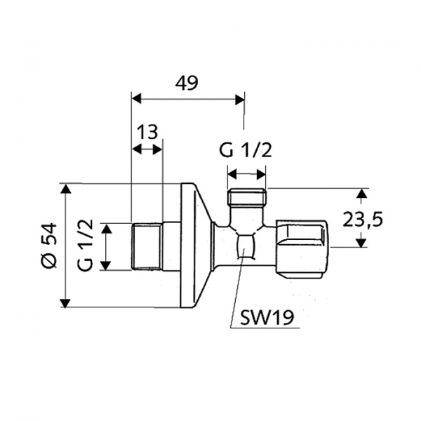 TECE Schell Comfort Угловой вентиль 1/2"х1/2", цвет: хром