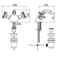 Sbordoni Déco prestige Смеситель для биде на 1 отв. с донным клапаном, цвет: никель