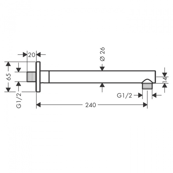 Hansgrohe Vernis Shape Душевой держатель 240 мм, цвет: хром