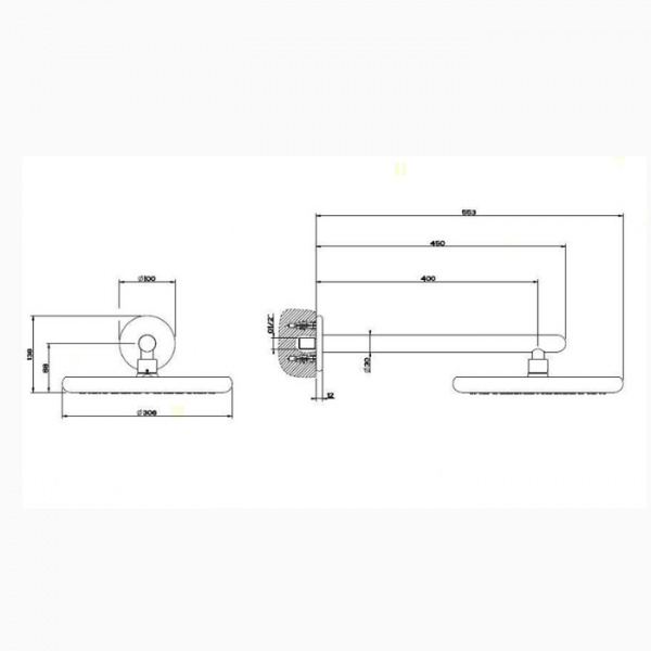 Gessi Goccia Верхний душ для настенного крепления Ø306мм, цвет: хром