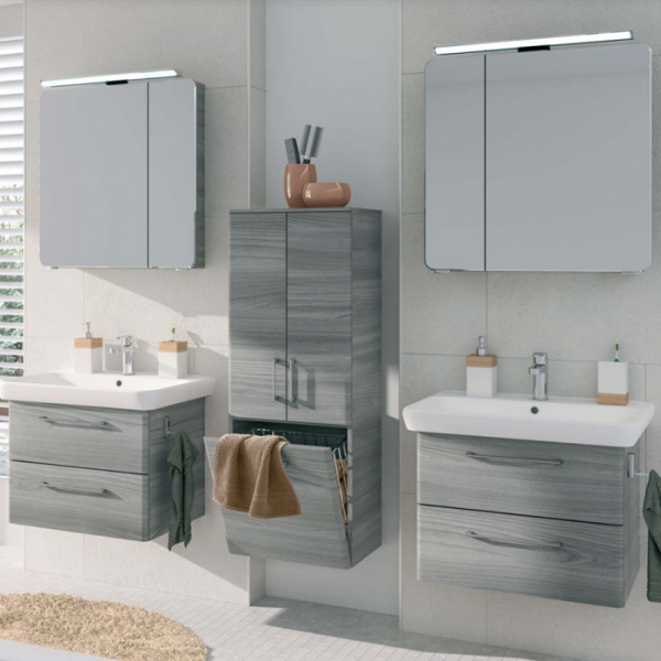 Pelipal Pineo Комплект мебели с 2 тумбами и 2 зеркальными шкафчиками, 72см, Цвет: сангалло серый