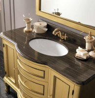 EBAN Sofia Комплект мебели: База под раковину, с раковиной столешницей и зеркалом, 120см, Цвет: Intagliato Oro