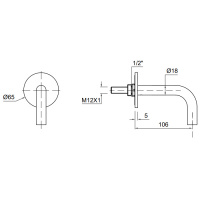 Antonio Lupi Ayati Излив для раковины, настенный, длина: 100 мм, (внешняя часть), цвет: нержавейка сатинированная
