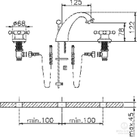 HUBER Victorian Смеситель для раковины на 3 отверстия с донным клапаном, цвет: бронза