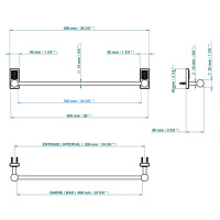 THG Métropolis à manettes cristal clair Полотенцедержатель 60см, подвесной, цвет: хром/прозрачный хрусталь