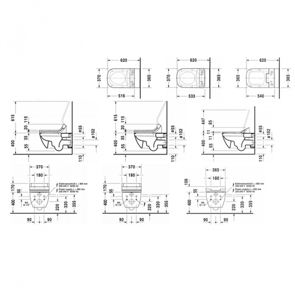 Duravit Happy D.2 SensoWash Унитаз подвесной, безободковый, 62х36.5см., с креплениями, с сиденьем, микролифт, цвет: белый