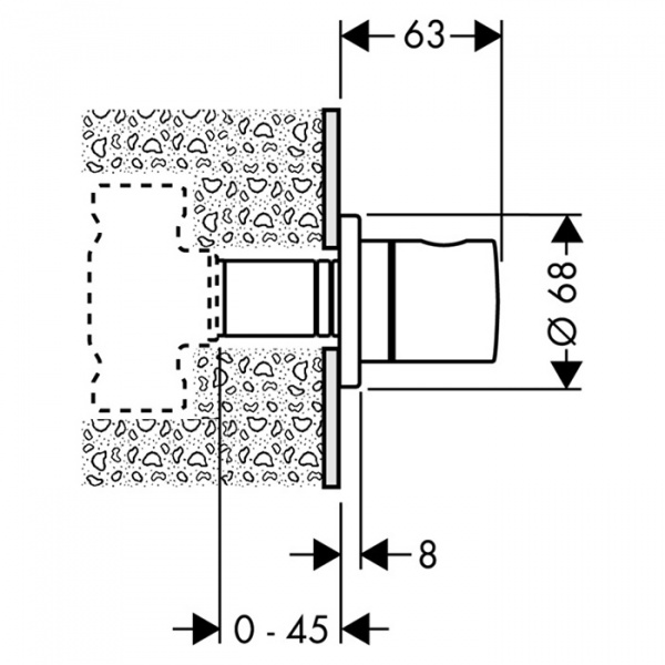 Hansgrohe Запорный вентиль S, цилиндрическая рукоятка, цвет: хром