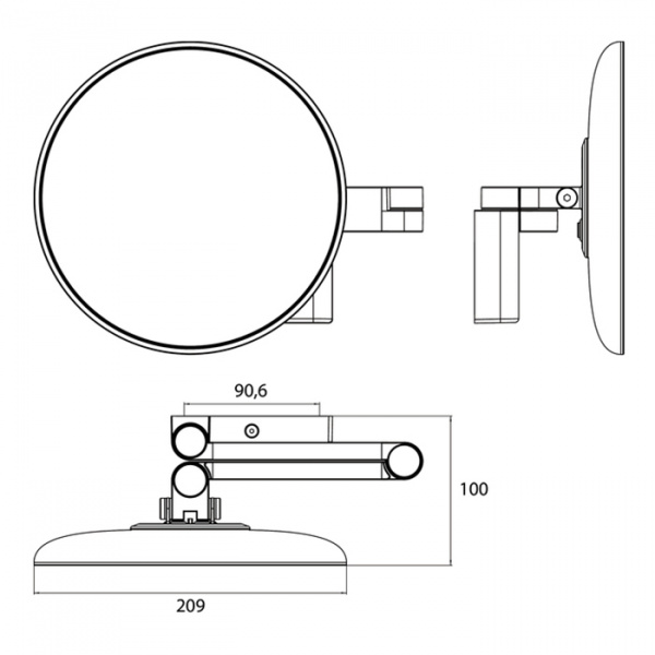 EMCO Evo Зеркало косметическое, LED, Ø209мм,  двойной, 3x кратное увеличение, подвесной, цвет: черный