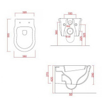 Artceram HERMITAGE Унитаз подвесной 36х55 см, с крепежом в комплекте, цвет: черный, сиденье на выбор