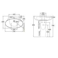 AZZURRA CLAS Раковина 75х50.5 см, 1 отв., цвет: белый
