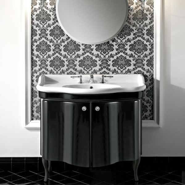 Sbordoni Комплект мебели Baldo наполный 100 см, с раковиной керам., цвет: белый/черный борт , c 3 отв. под смес., ручки 0B, цвет: Fosco/Perla